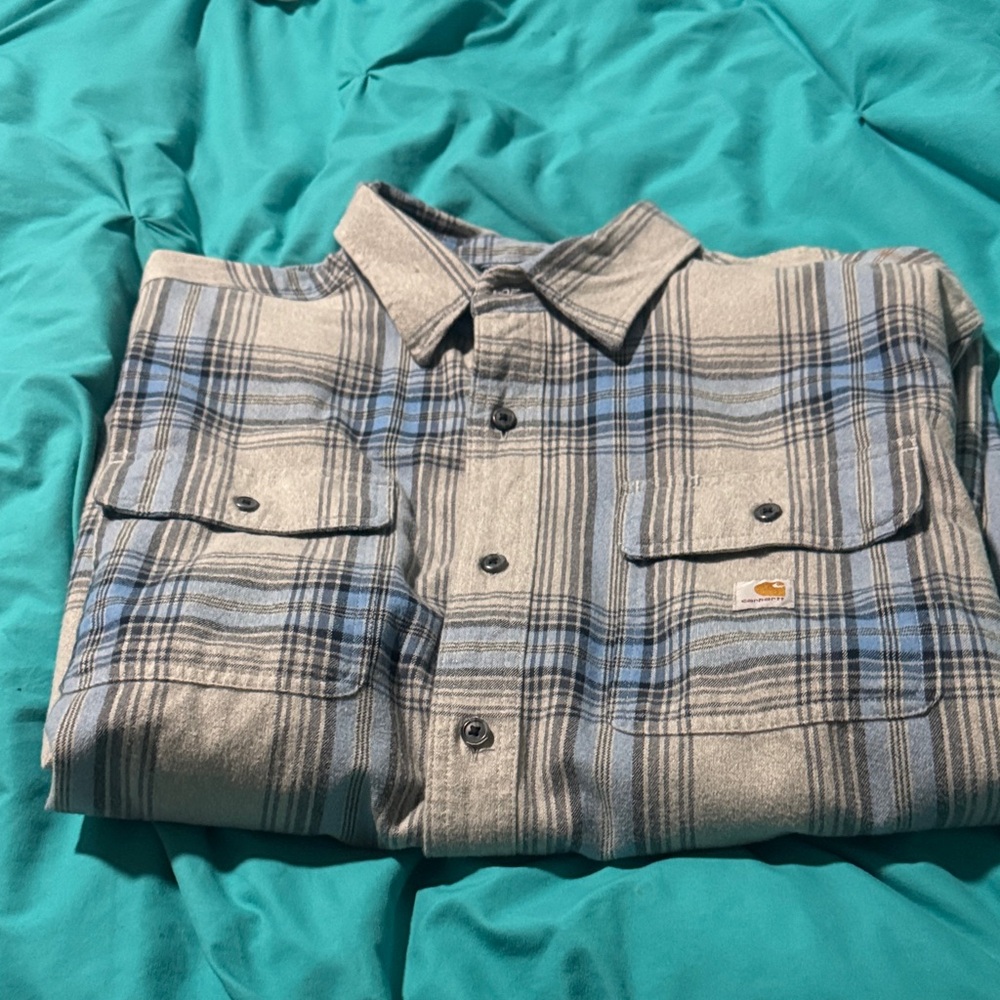 Carhartt Blue and Gray Checkered Shirt